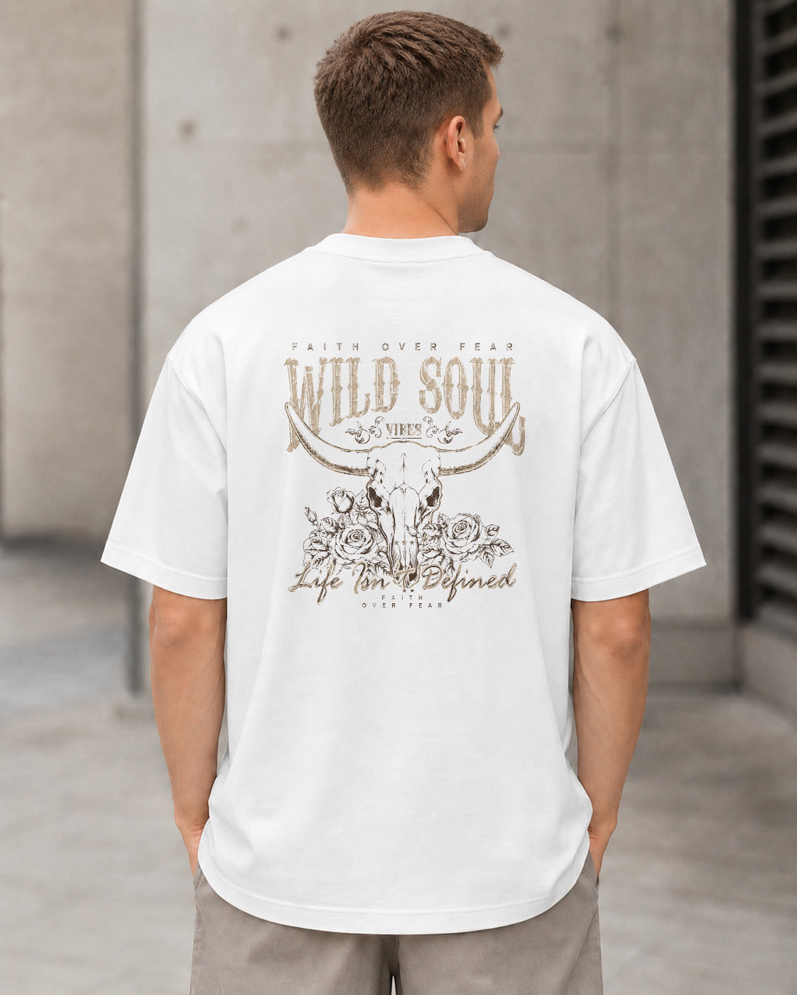 Wild Soul T-Shirt – Heavyweight Oversize Shirt Weiss, Rückenprint