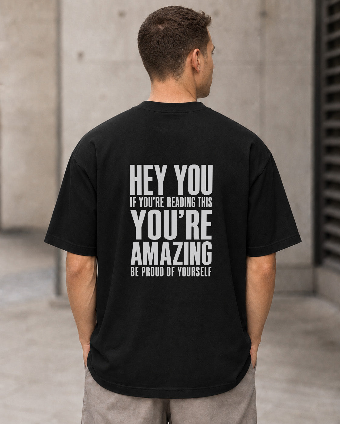 You're Amazing T-Shirt – Heavyweight Oversize Shirt Schwarz, Rückenprint