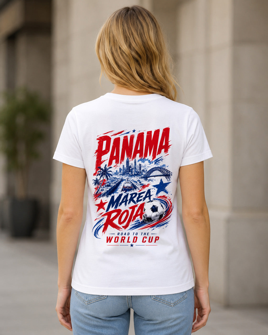 Panama WM Shirt 2026 – Frauen Shirt Weiss, Rückenprint