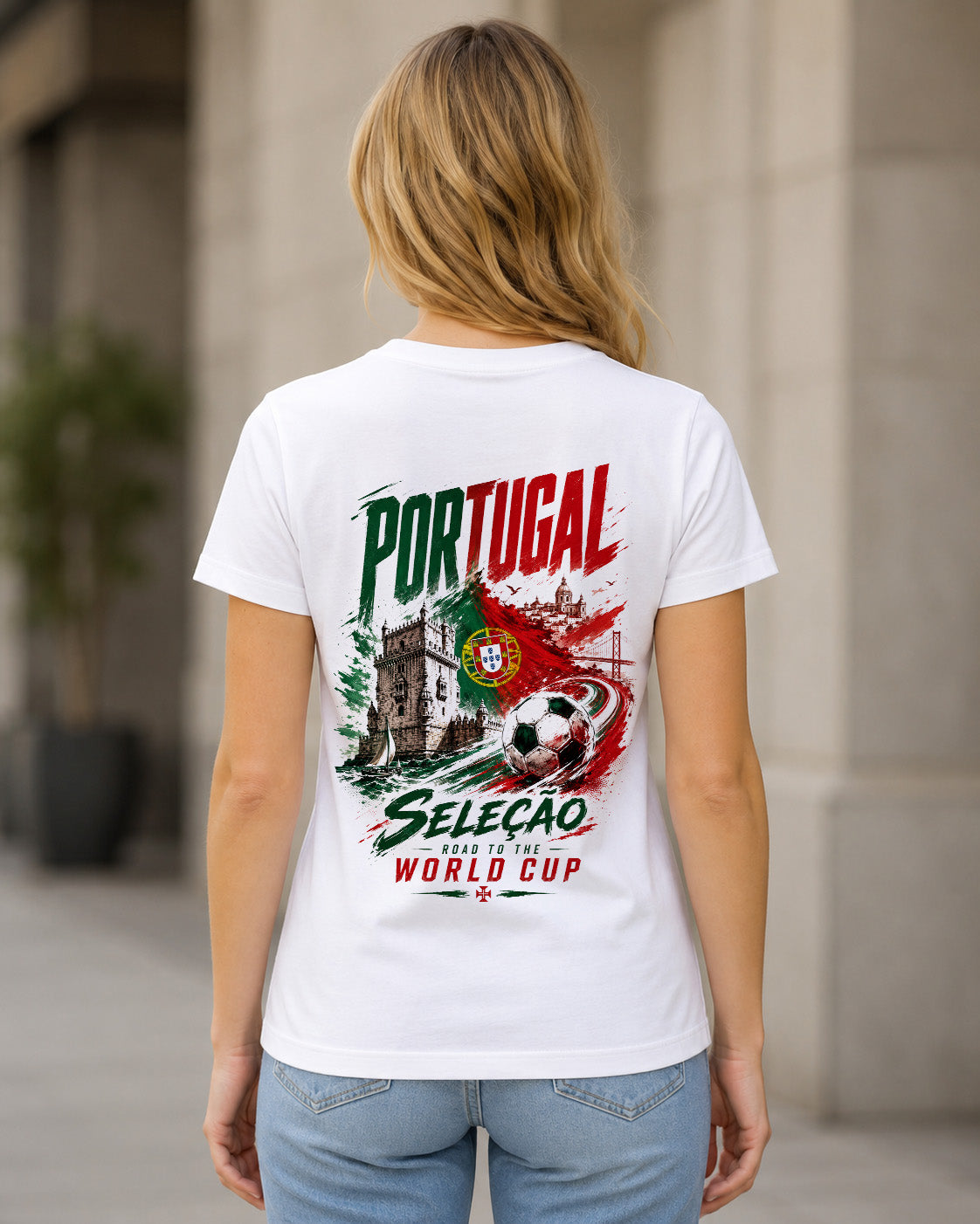 Portugal WM Shirt 2026 – Frauen Shirt Weiss, Rückenprint