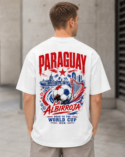 Paraguay WM Shirt 2026 – Heavyweight Oversize Shirt Weiss, Rückenprint