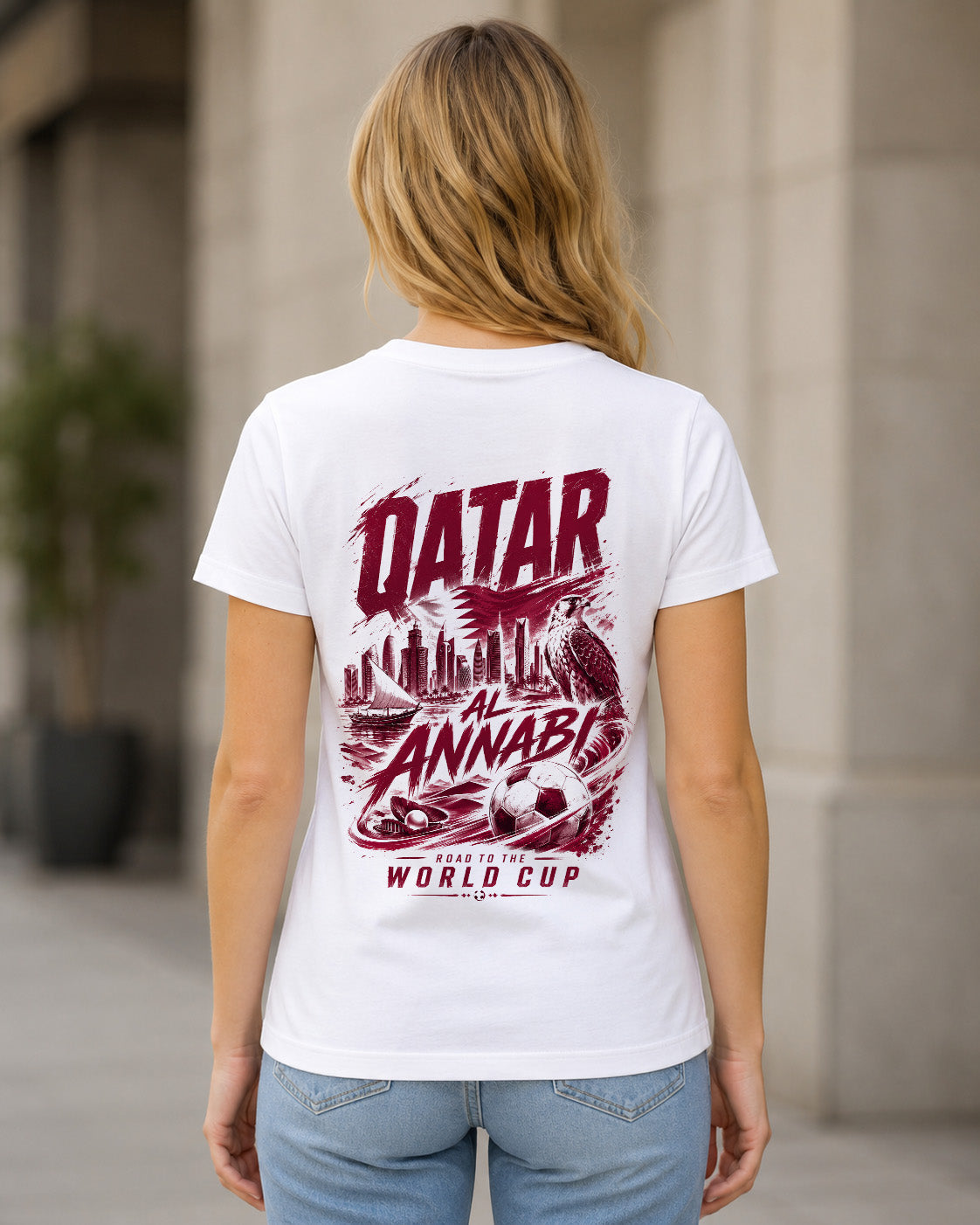 Katar WM Shirt 2026 – Frauen Shirt Weiss, Rückenprint