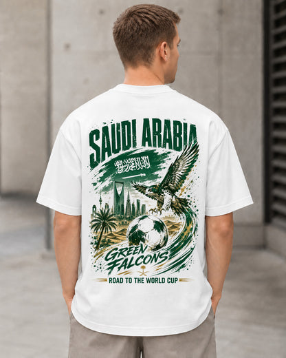 Saudi-Arabien WM Shirt 2026 – Heavyweight Oversize Shirt Weiss, Rückenprint