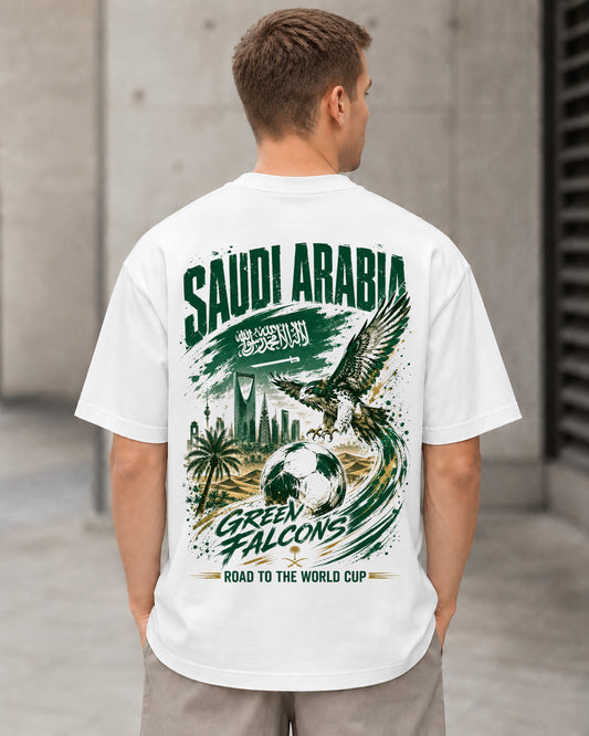 Saudi-Arabien WM Shirt 2026 – Heavyweight Oversize Shirt Weiss, Rückenprint