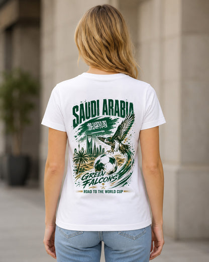 Saudi-Arabien WM Shirt 2026 – Frauen Shirt Weiss, Rückenprint