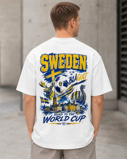 Schweden WM Shirt 2026 – Heavyweight Oversize Shirt Weiss, Rückenprint