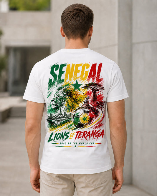Senegal WM Shirt 2026 – Bio-Baumwolle Shirt Weiss, Rückenprint