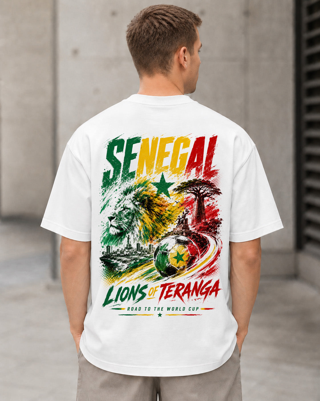 Senegal WM Shirt 2026 – Heavyweight Oversize Shirt Weiss, Rückenprint