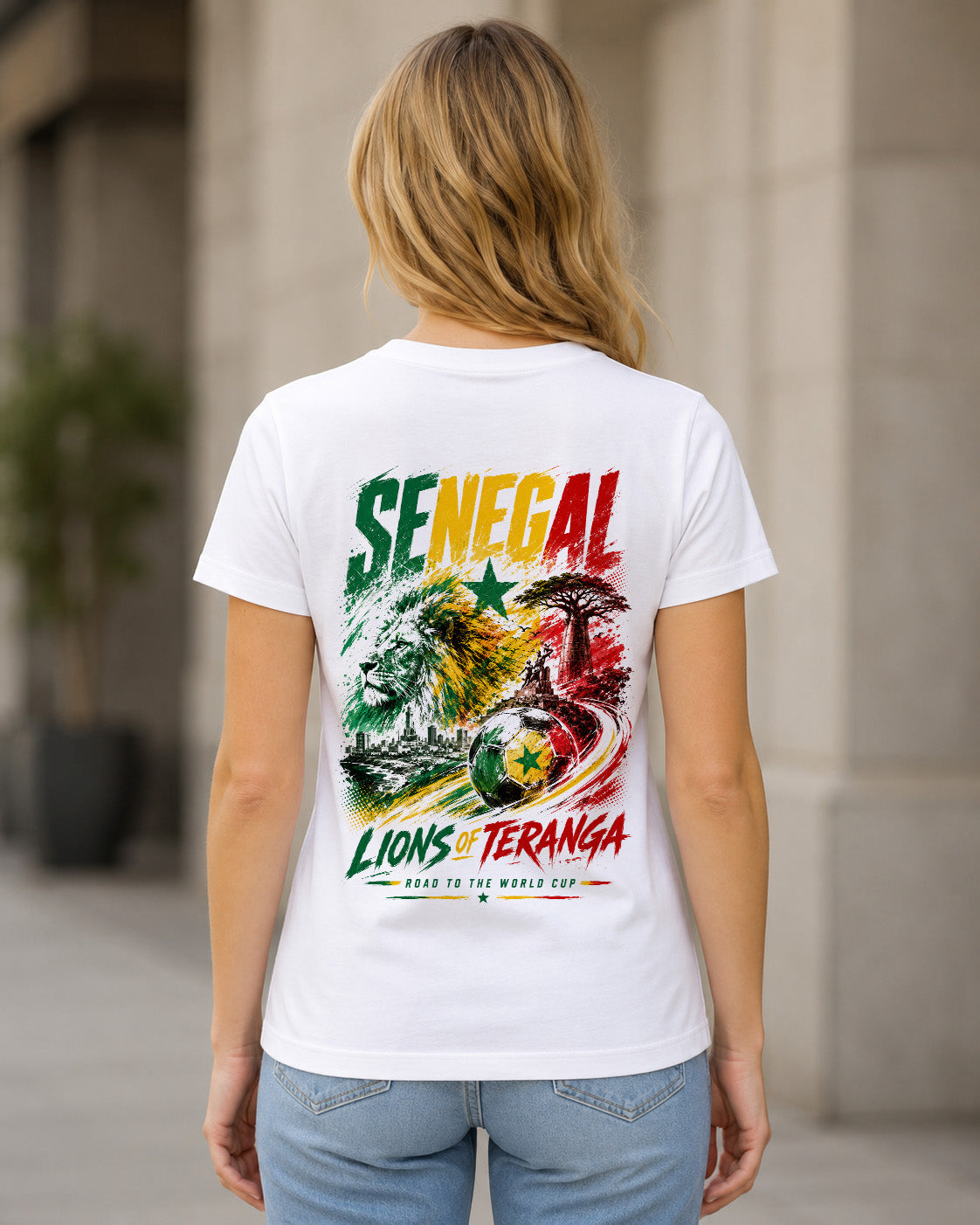 Senegal WM Shirt 2026 – Frauen Shirt Weiss, Rückenprint