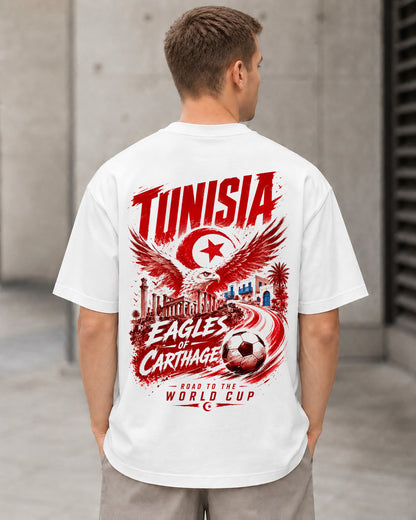 Tunesien WM Shirt 2026 – Heavyweight Oversize Shirt Weiss, Rückenprint