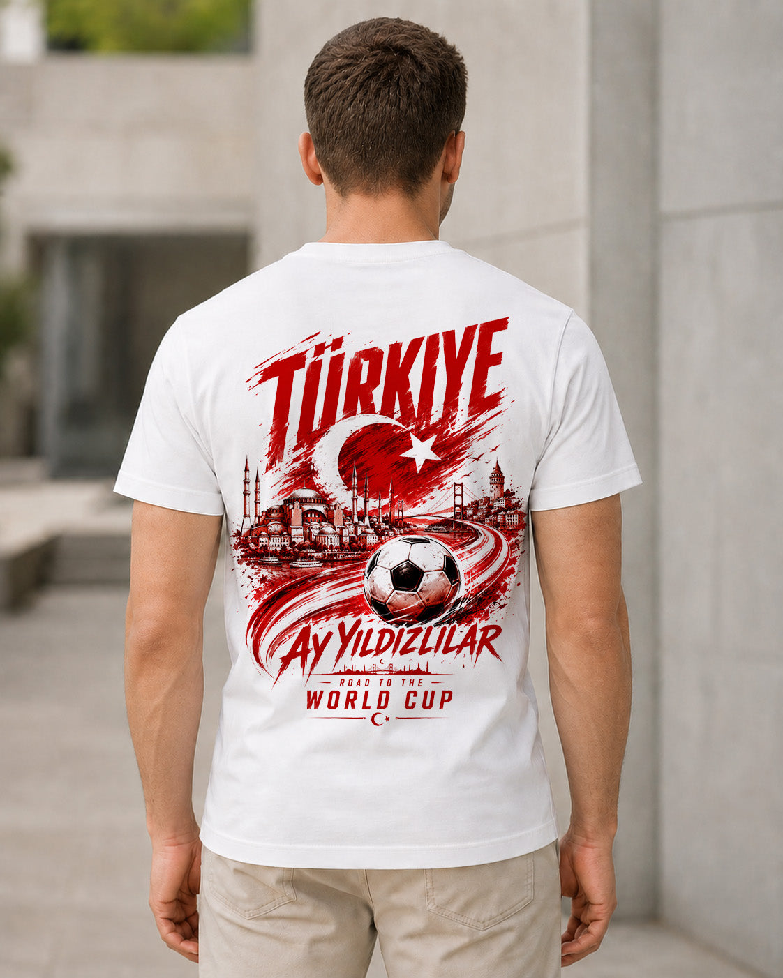 Türkei WM Shirt 2026 – Bio-Baumwolle Shirt Weiss, Rückenprint