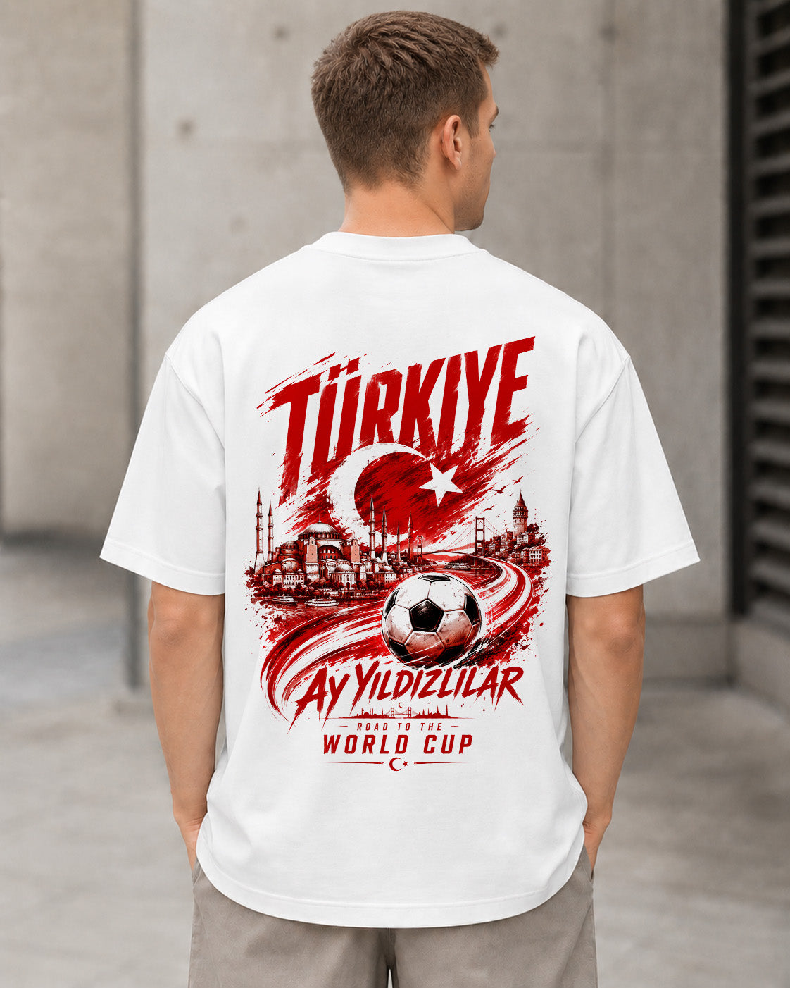 Türkei WM Shirt 2026 – Heavyweight Oversize Shirt Weiss, Rückenprint