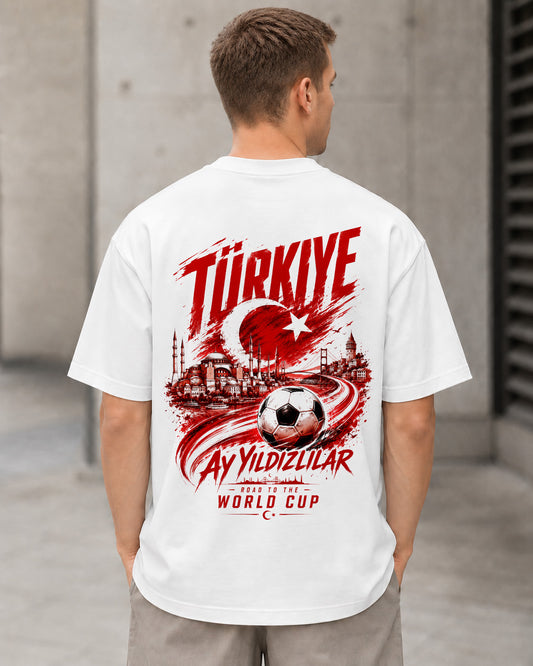 Türkei WM Shirt 2026 – Heavyweight Oversize Shirt Weiss, Rückenprint