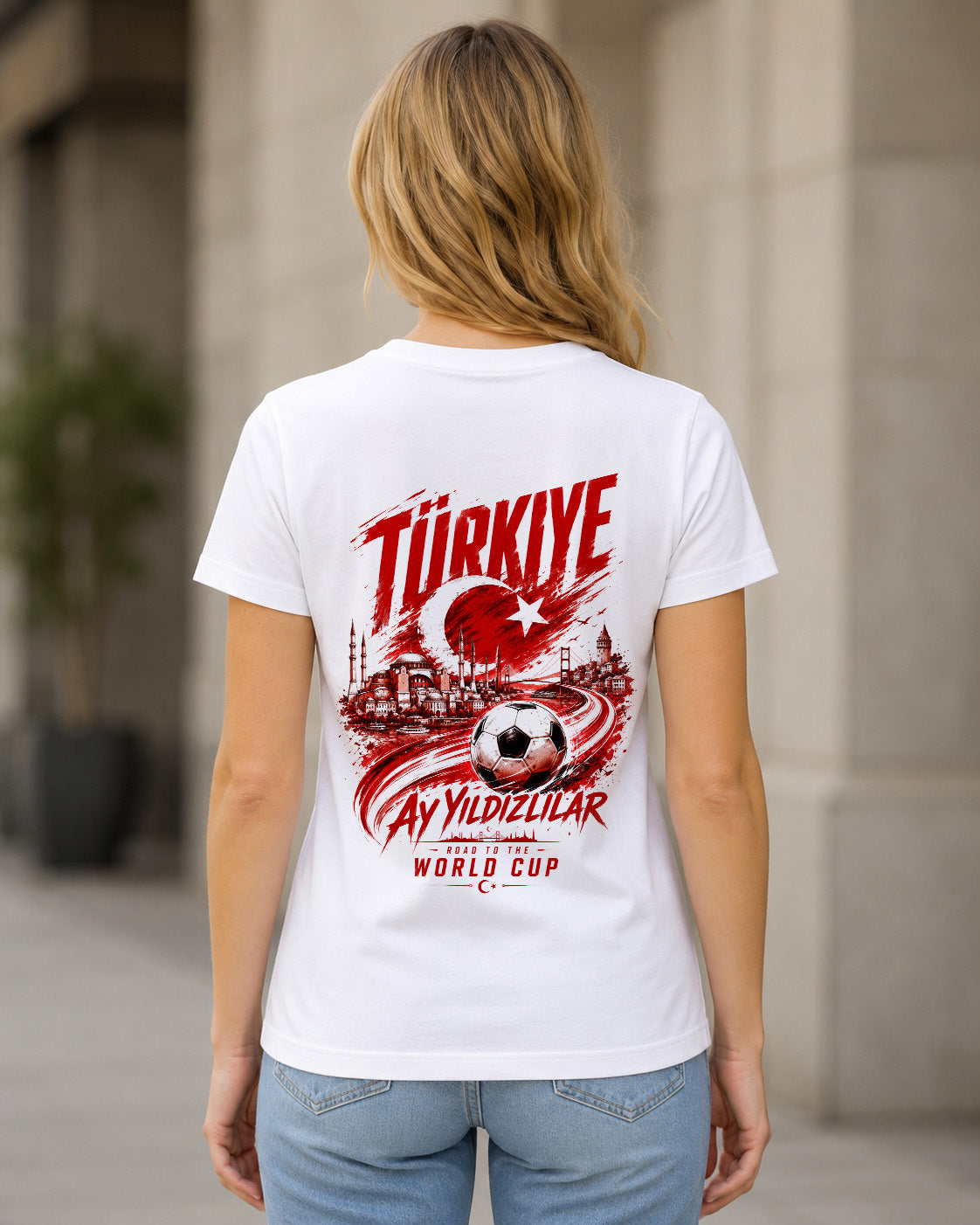 Türkei WM Shirt 2026 – Frauen Shirt Weiss, Rückenprint